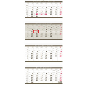 Fotografie k reklamnímu předmětu „Čtyřměsíční skládaný kalendář šedý 2025 - nástěnný kalendář“