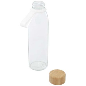 Fotografie k reklamnímu předmětu „Skleněná láhev na vodu Porto s objemem 500 ml, silikonovou rukojetí a bambusovým víčkem“