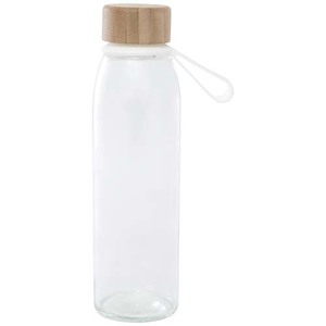 Fotografie k reklamnímu předmětu „Skleněná láhev na vodu Porto s objemem 500 ml, silikonovou rukojetí a bambusovým víčkem“