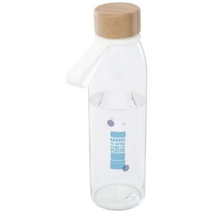 Fotografie k reklamnímu předmětu „Skleněná láhev na vodu Porto s objemem 500 ml, silikonovou rukojetí a bambusovým víčkem“