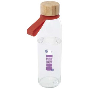 Fotografie k reklamnímu předmětu „Skleněná láhev na vodu Porto s objemem 500 ml, silikonovou rukojetí a bambusovým víčkem“