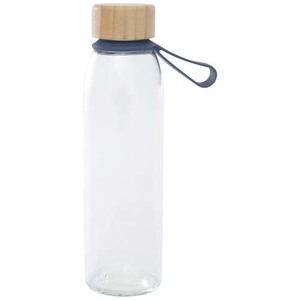 Fotografie k reklamnímu předmětu „Skleněná láhev na vodu Porto s objemem 500 ml, silikonovou rukojetí a bambusovým víčkem“
