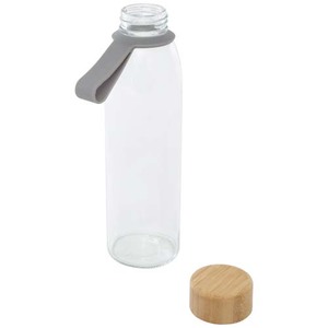 Fotografie k reklamnímu předmětu „Skleněná láhev na vodu Porto s objemem 500 ml, silikonovou rukojetí a bambusovým víčkem“