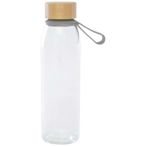 Fotografie k reklamnímu předmětu „Skleněná láhev na vodu Porto s objemem 500 ml, silikonovou rukojetí a bambusovým víčkem“