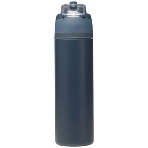 Fotografie k reklamnímu předmětu „Láhev na vodu Theron 800 ml z recyklované nerezové oceli s jednoduchou stěnou, vybavená víčkem s dvojí funkcí a sklopnou brčk“