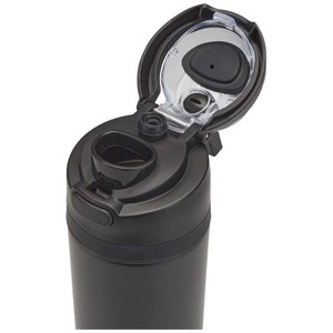 Fotografie k reklamnímu předmětu „Láhev na vodu Theron 800 ml z recyklované nerezové oceli s jednoduchou stěnou, vybavená víčkem s dvojí funkcí a sklopnou brčk“