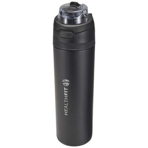 Fotografie k reklamnímu předmětu „Láhev na vodu Theron 800 ml z recyklované nerezové oceli s jednoduchou stěnou, vybavená víčkem s dvojí funkcí a sklopnou brčk“