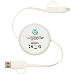 Fotografie k reklamnímu předmětu „Vysouvací datový synchronizační a rychlonabíjecí 45W kabel 5 v 1 z recyklovaného plastu o délce 100 cm s bambusovými detaily“