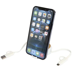 Fotografie k reklamnímu předmětu „Vysouvací datový synchronizační a rychlonabíjecí 45W kabel 5 v 1 z recyklovaného plastu o délce 100 cm s bambusovými detaily“