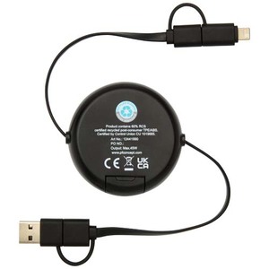 Fotografie k reklamnímu předmětu „Vysouvací datový synchronizační a rychlonabíjecí 45W kabel 5 v 1 z recyklovaného plastu o délce 100 cm s bambusovými detaily“