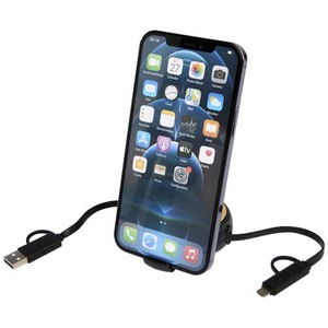 Fotografie k reklamnímu předmětu „Vysouvací datový synchronizační a rychlonabíjecí 45W kabel 5 v 1 z recyklovaného plastu o délce 100 cm s bambusovými detaily“