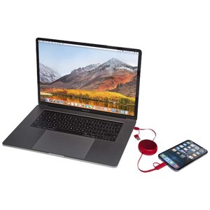 Fotografie k reklamnímu předmětu „Vysouvací datový synchronizační a rychlonabíjecí 45W kabel 5 v 1 o délce 100 cm z recyklovaného plastu a hliníku Alasia“