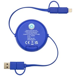 Fotografie k reklamnímu předmětu „Vysouvací datový synchronizační a rychlonabíjecí 45W kabel 5 v 1 o délce 100 cm z recyklovaného plastu a hliníku Alasia“