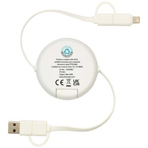 Fotografie k reklamnímu předmětu „Vysouvací datový synchronizační a rychlonabíjecí 45W kabel 5 v 1 o délce 100 cm z recyklovaného plastu a hliníku Alasia“