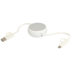 Fotografie k reklamnímu předmětu „Vysouvací datový synchronizační a rychlonabíjecí 45W kabel 5 v 1 o délce 100 cm z recyklovaného plastu a hliníku Alasia“