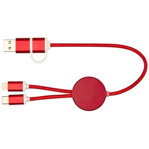 Fotografie k reklamnímu předmětu „Datový synchronizační a rychlonabíjecí 27W kabel 5 v 1 z recyklovaného hliníku a plastu o délce 30 cm Alasia“