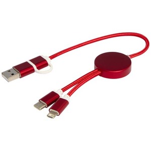 Fotografie k reklamnímu předmětu „Datový synchronizační a rychlonabíjecí 27W kabel 5 v 1 z recyklovaného hliníku a plastu o délce 30 cm Alasia“
