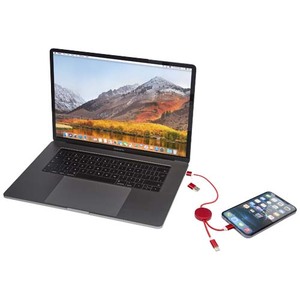 Fotografie k reklamnímu předmětu „Datový synchronizační a rychlonabíjecí 27W kabel 5 v 1 z recyklovaného hliníku a plastu o délce 30 cm Alasia“