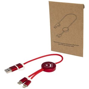 Fotografie k reklamnímu předmětu „Datový synchronizační a rychlonabíjecí 27W kabel 5 v 1 z recyklovaného hliníku a plastu o délce 30 cm Alasia“