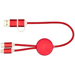Fotografie k reklamnímu předmětu „Datový synchronizační a rychlonabíjecí 27W kabel 5 v 1 z recyklovaného hliníku a plastu o délce 30 cm Alasia“