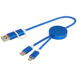 Fotografie k reklamnímu předmětu „Datový synchronizační a rychlonabíjecí 27W kabel 5 v 1 z recyklovaného hliníku a plastu o délce 30 cm Alasia“