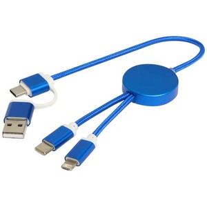 Fotografie k reklamnímu předmětu „Datový synchronizační a rychlonabíjecí 27W kabel 5 v 1 z recyklovaného hliníku a plastu o délce 30 cm Alasia“
