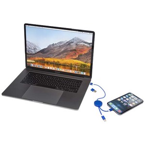 Fotografie k reklamnímu předmětu „Datový synchronizační a rychlonabíjecí 27W kabel 5 v 1 z recyklovaného hliníku a plastu o délce 30 cm Alasia“