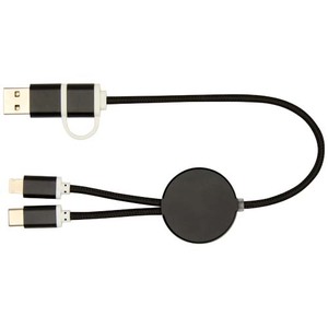 Fotografie k reklamnímu předmětu „Datový synchronizační a rychlonabíjecí 27W kabel 5 v 1 z recyklovaného hliníku a plastu o délce 30 cm Alasia“