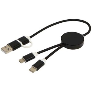 Fotografie k reklamnímu předmětu „Datový synchronizační a rychlonabíjecí 27W kabel 5 v 1 z recyklovaného hliníku a plastu o délce 30 cm Alasia“