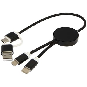 Fotografie k reklamnímu předmětu „Datový synchronizační a rychlonabíjecí 27W kabel 5 v 1 z recyklovaného hliníku a plastu o délce 30 cm Alasia“