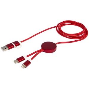 Fotografie k reklamnímu předmětu „Datový synchronizační a rychlonabíjecí 27W kabel 5 v 1 z recyklovaného hliníku a plastu o délce 150 cm Alasia“