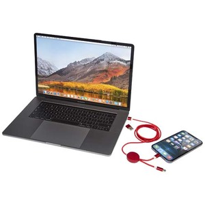 Fotografie k reklamnímu předmětu „Datový synchronizační a rychlonabíjecí 27W kabel 5 v 1 z recyklovaného hliníku a plastu o délce 150 cm Alasia“