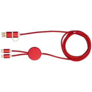 Fotografie k reklamnímu předmětu „Datový synchronizační a rychlonabíjecí 27W kabel 5 v 1 z recyklovaného hliníku a plastu o délce 150 cm Alasia“
