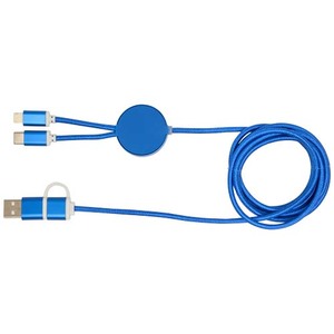 Fotografie k reklamnímu předmětu „Datový synchronizační a rychlonabíjecí 27W kabel 5 v 1 z recyklovaného hliníku a plastu o délce 150 cm Alasia“