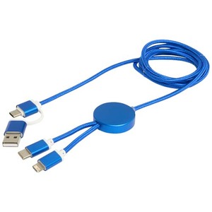 Fotografie k reklamnímu předmětu „Datový synchronizační a rychlonabíjecí 27W kabel 5 v 1 z recyklovaného hliníku a plastu o délce 150 cm Alasia“