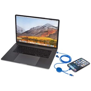 Fotografie k reklamnímu předmětu „Datový synchronizační a rychlonabíjecí 27W kabel 5 v 1 z recyklovaného hliníku a plastu o délce 150 cm Alasia“