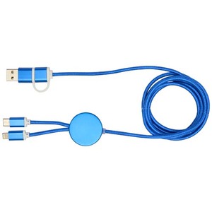 Fotografie k reklamnímu předmětu „Datový synchronizační a rychlonabíjecí 27W kabel 5 v 1 z recyklovaného hliníku a plastu o délce 150 cm Alasia“