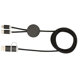 Fotografie k reklamnímu předmětu „Datový synchronizační a rychlonabíjecí 27W kabel 5 v 1 z recyklovaného hliníku a plastu o délce 150 cm Alasia“