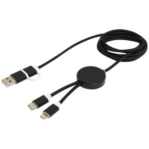 Fotografie k reklamnímu předmětu „Datový synchronizační a rychlonabíjecí 27W kabel 5 v 1 z recyklovaného hliníku a plastu o délce 150 cm Alasia“