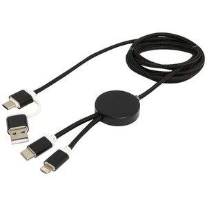 Fotografie k reklamnímu předmětu „Datový synchronizační a rychlonabíjecí 27W kabel 5 v 1 z recyklovaného hliníku a plastu o délce 150 cm Alasia“