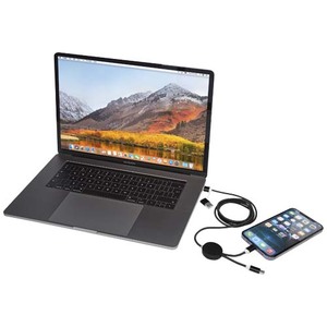 Fotografie k reklamnímu předmětu „Datový synchronizační a rychlonabíjecí 27W kabel 5 v 1 z recyklovaného hliníku a plastu o délce 150 cm Alasia“