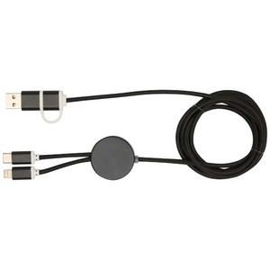Fotografie k reklamnímu předmětu „Datový synchronizační a rychlonabíjecí 27W kabel 5 v 1 z recyklovaného hliníku a plastu o délce 150 cm Alasia“