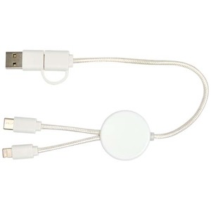Fotografie k reklamnímu předmětu „Datový synchronizační a rychlonabíjecí 27W kabel 5 v 1 z recyklovaného plastu o délce 30 cm Citala“