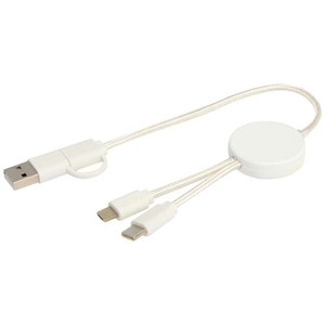Fotografie k reklamnímu předmětu „Datový synchronizační a rychlonabíjecí 27W kabel 5 v 1 z recyklovaného plastu o délce 30 cm Citala“