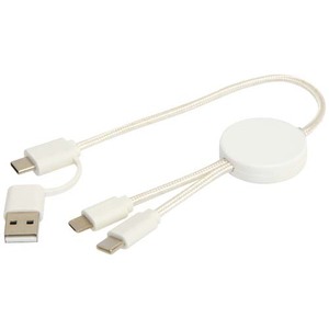 Fotografie k reklamnímu předmětu „Datový synchronizační a rychlonabíjecí 27W kabel 5 v 1 z recyklovaného plastu o délce 30 cm Citala“