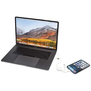 Fotografie k reklamnímu předmětu „Datový synchronizační a rychlonabíjecí 27W kabel 5 v 1 z recyklovaného plastu o délce 30 cm Citala“