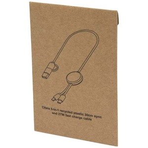 Fotografie k reklamnímu předmětu „Datový synchronizační a rychlonabíjecí 27W kabel 5 v 1 z recyklovaného plastu o délce 30 cm Citala“