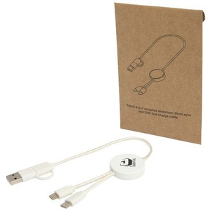 Fotografie k reklamnímu předmětu „Datový synchronizační a rychlonabíjecí 27W kabel 5 v 1 z recyklovaného plastu o délce 30 cm Citala“