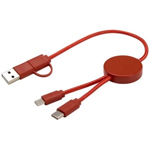 Fotografie k reklamnímu předmětu „Datový synchronizační a rychlonabíjecí 27W kabel 5 v 1 z recyklovaného plastu o délce 30 cm Citala“