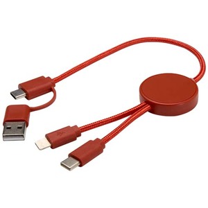 Fotografie k reklamnímu předmětu „Datový synchronizační a rychlonabíjecí 27W kabel 5 v 1 z recyklovaného plastu o délce 30 cm Citala“